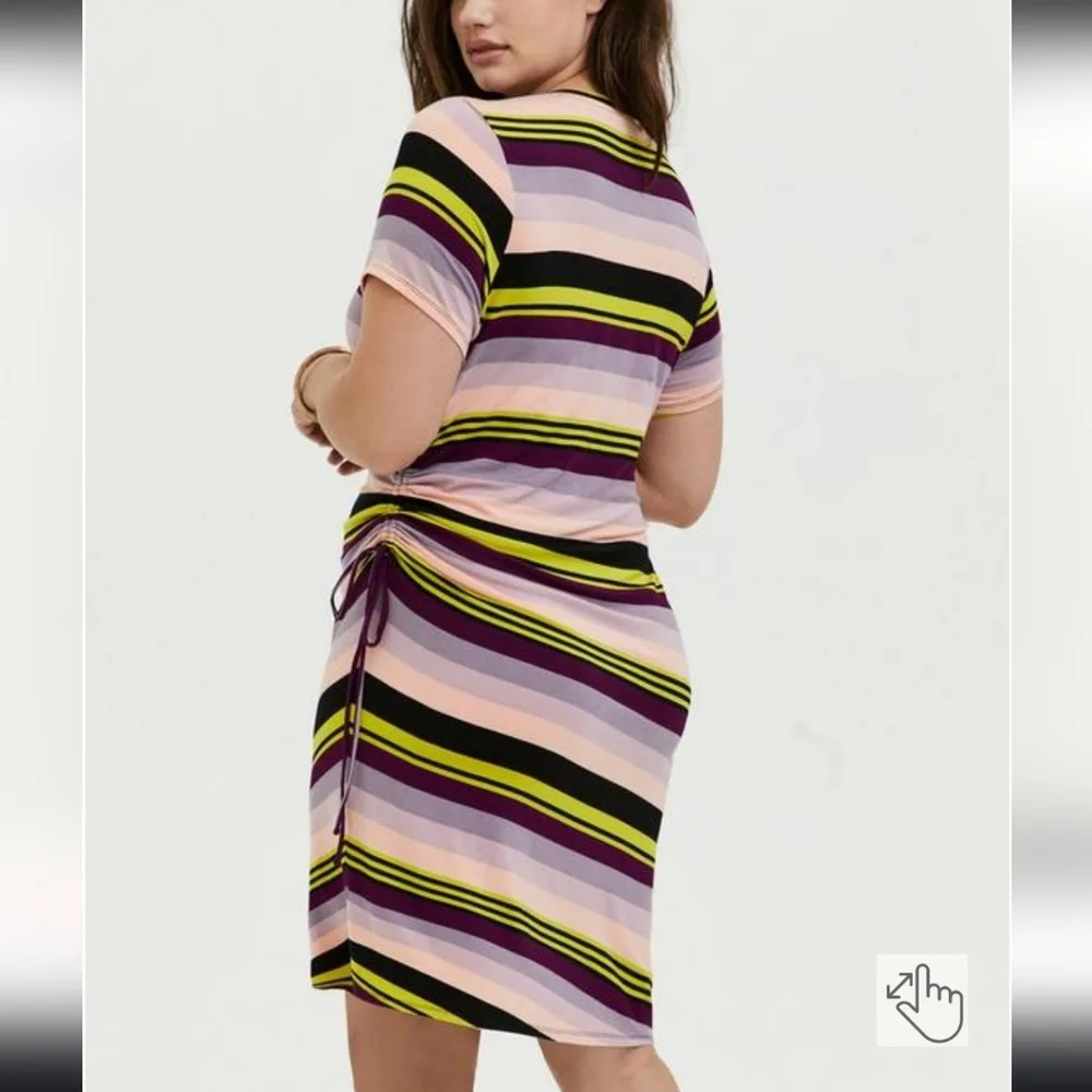 TORRID Mini Jersey Multi Striped Tee Shirt Dress Sz00 Bodycon Rayon-Spandex - Picture 3 of 14